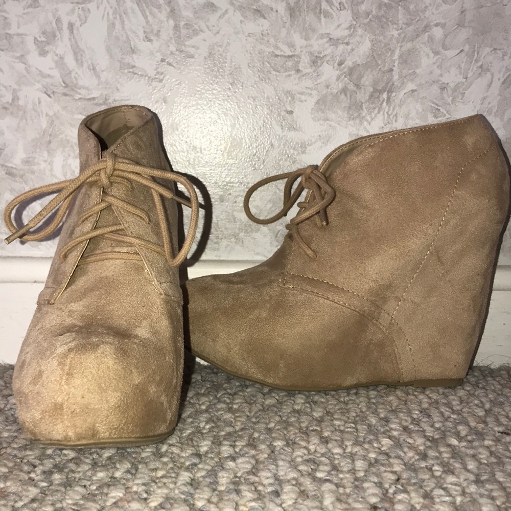 Tan Suede Wedges